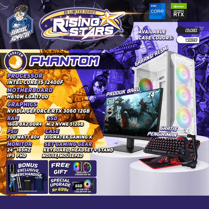 Gambar RISING STAR SERIES PC PHANTOM | INTEL CORE i5-12400F | NVIDIA RTX 3060 12GB | PC GAMING FULLSET dari bengkelkomputerptk Kota Pontianak Tokopedia