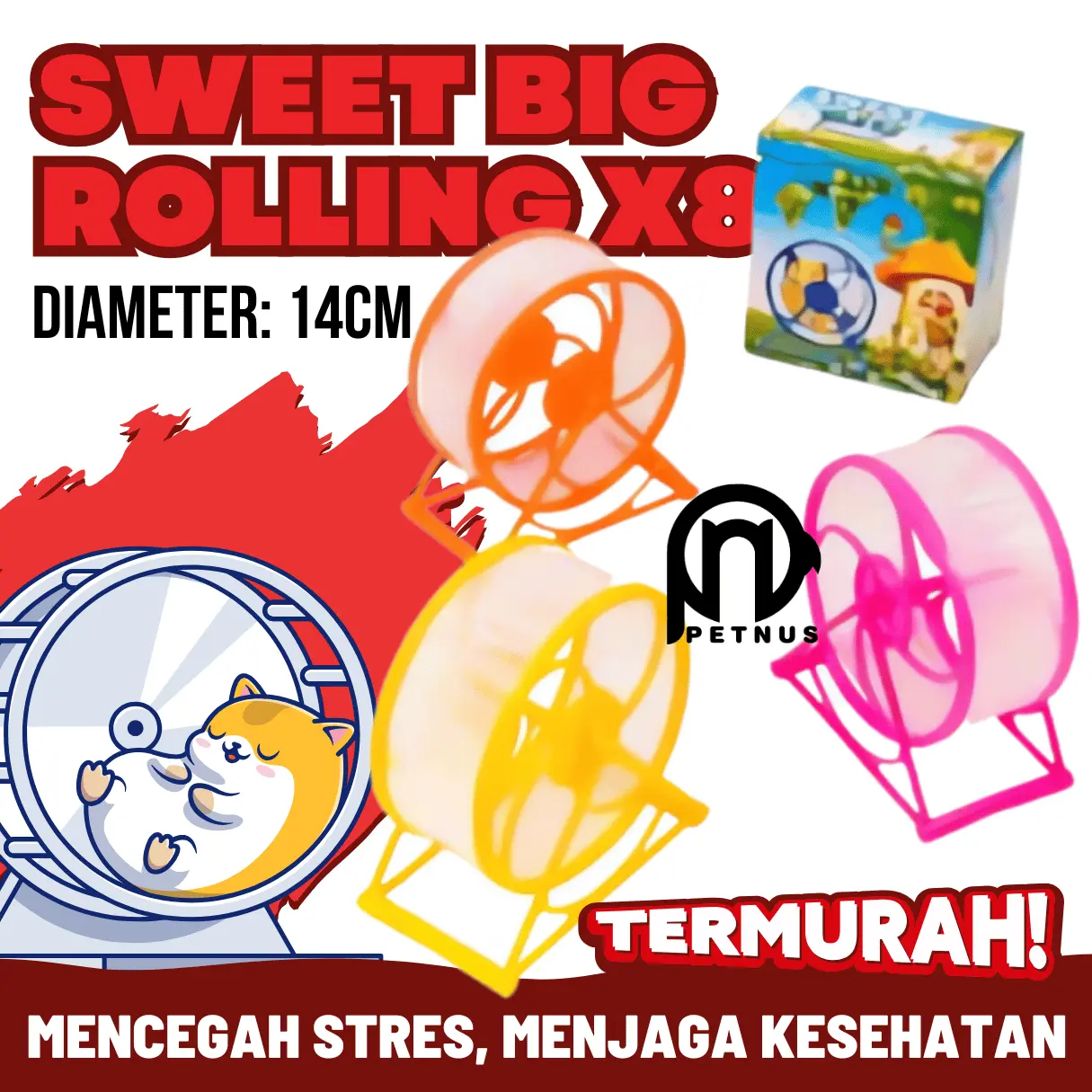SWEET Big Rolling X8 Kincir Hamster / Mainan Hamster / Jogging Wheel