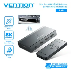 Resmi Vention 3 In 1 Out HDMI Switcher 8K 4K Input Output Female To AKR AKRH0 Port USB-C Power