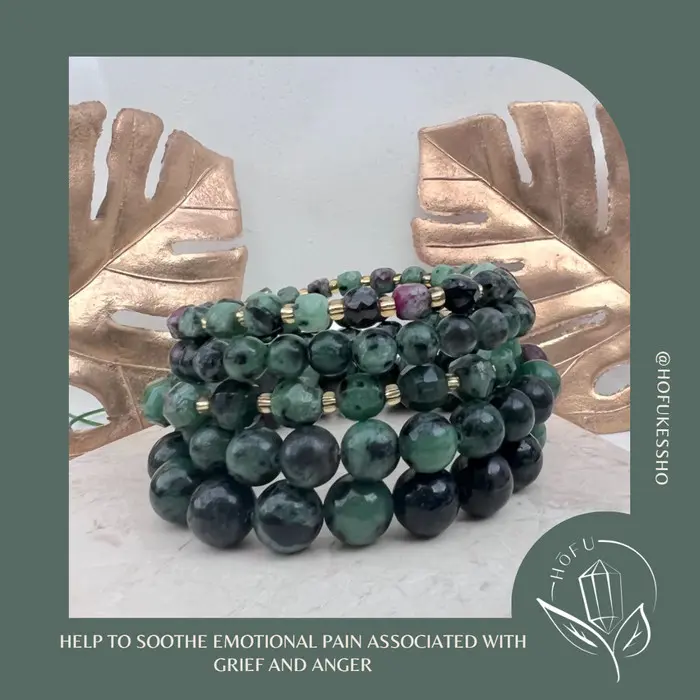 Gelang Batu Alam Ruby Zoisite Natural Crystal Bracelet