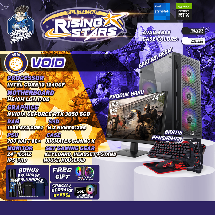 Gambar RISING STAR SERIES PC VOID | INTEL CORE i5-12400F | NVIDIA RTX 3050 6GB | PC GAMING FULLSET dari bengkelkomputerptk Kota Pontianak Tokopedia