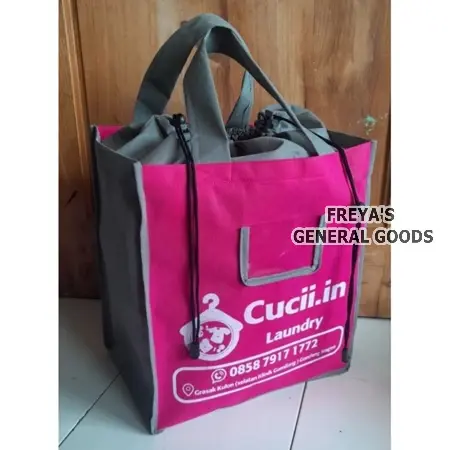 [FREYA] Tas Laundry Baju Kotor Bisa Custom Motif 3D Model Tali Serut Kapasitas 7 KG 3