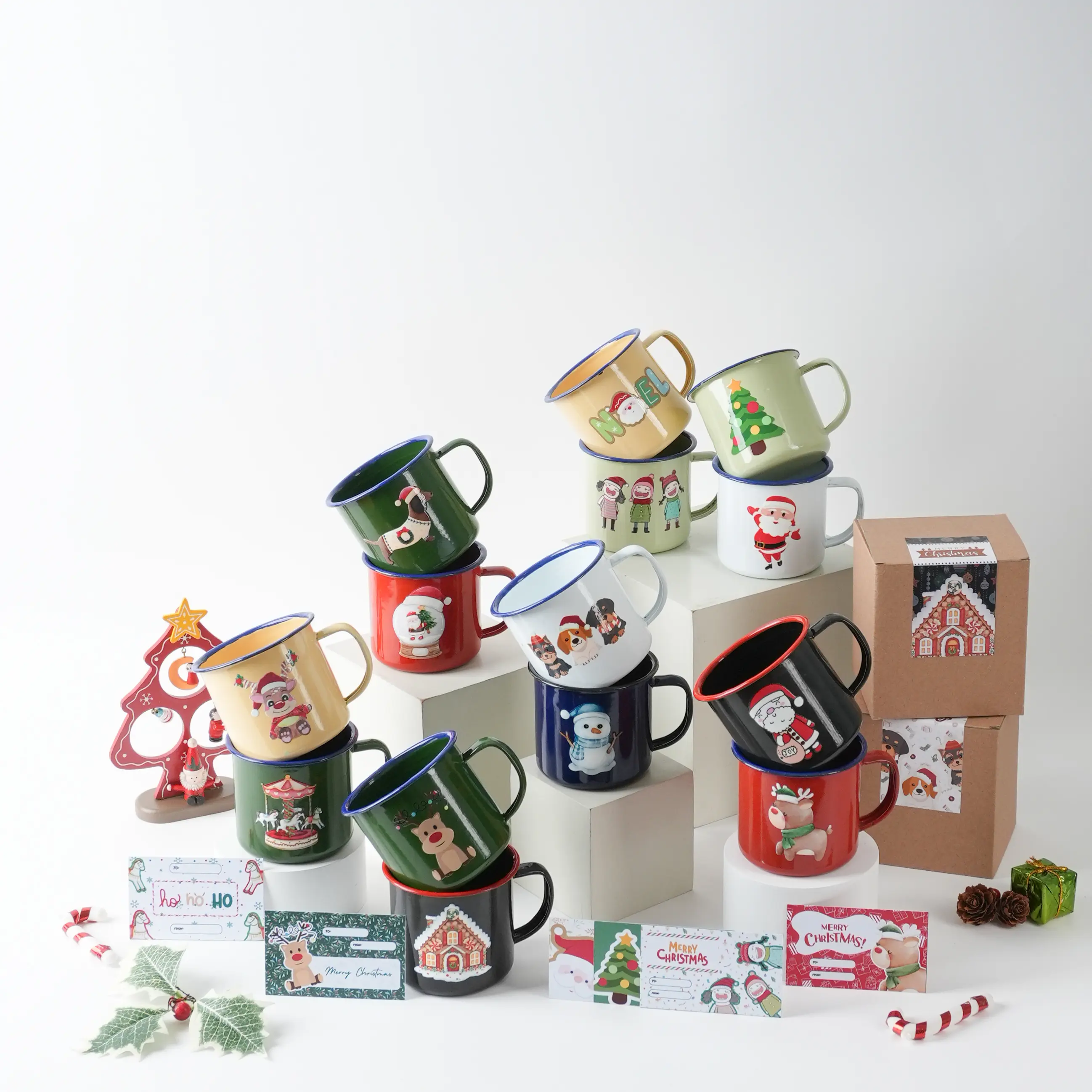 Hampers Natal / Christmas Gelas / Mug Enamel dengan Tali dan Hang Tag