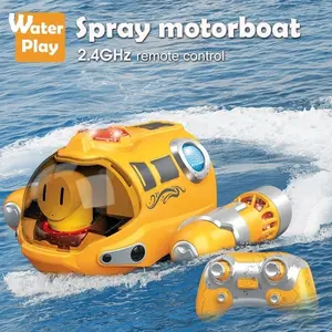 Mainan Remot Control Kapal Selam Asap RC Spray Submarine Light Waterproof 2.4GHz