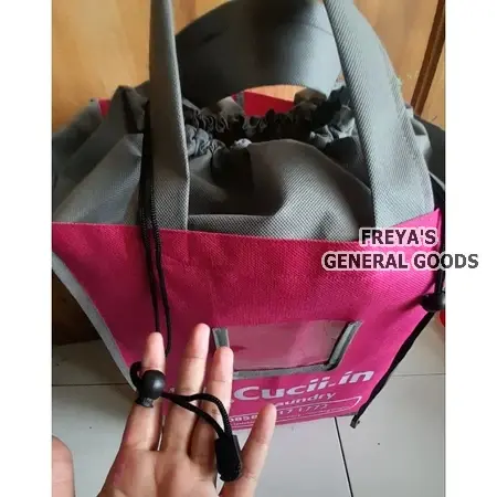 [FREYA] Tas Laundry Baju Kotor Bisa Custom Motif 3D Model Tali Serut Kapasitas 7 KG 4