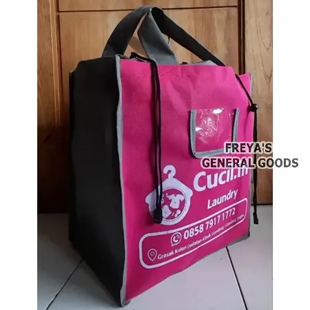 [FREYA] Tas Laundry Baju Kotor Bisa Custom Motif 3D Model Tali Serut Kapasitas 7 KG 2