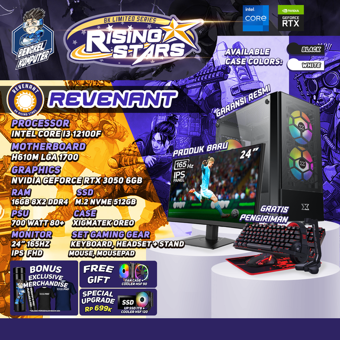 Gambar RISING STAR SERIES PC REVENANT | INTEL CORE i3-12100F | NVIDIA RTX 3050 6GB | PC GAMING FULLSET dari bengkelkomputerptk Kota Pontianak Tokopedia