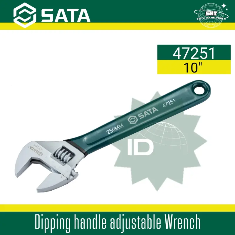 SATA Kunci Inggris 10" Handle Karet 47251 EU Style Adj. Wrench 0