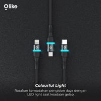 Gambar Olike D101 Kabel Data LED C to C to lightning Fast Charging 3A D101CC D101CL - C to C dari Starcomp Solo Kota Surakarta 3 Tokopedia