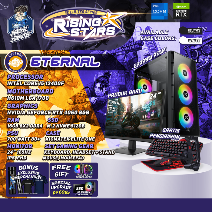 Gambar RISING STAR SERIES PC ETERNAL | INTEL CORE i5-12400F | NVIDIA RTX 4060 8GB | PC GAMING FULLSET dari bengkelkomputerptk Kota Pontianak Tokopedia