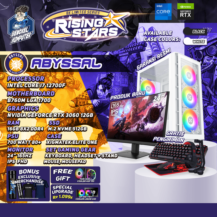 Gambar RISING STAR SERIES PC ABYSSAL | INTEL CORE i7-12700F | NVIDIA RTX 3060 12GB | PC GAMING FULLSET dari bengkelkomputerptk Kota Pontianak Tokopedia