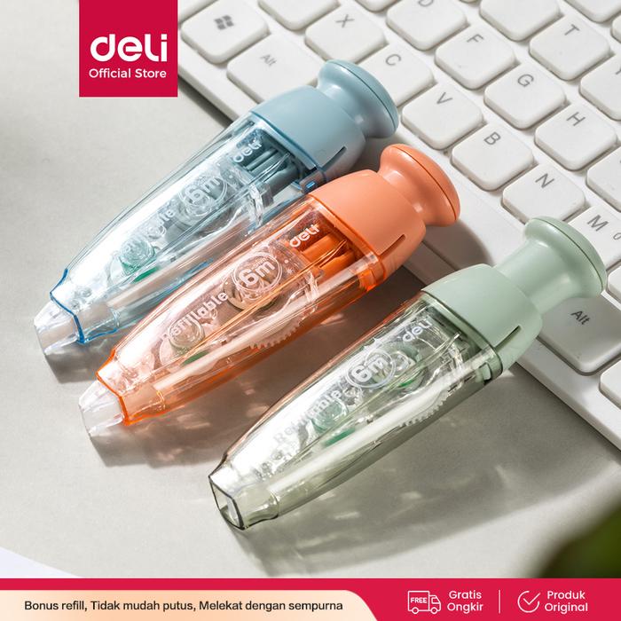 Gambar Deli Retracable Correction Tape / Pita Koreksi 6m Free Refill EH363 - Dengan Refill dari Deli Stationery Indonesia Kab. Tangerang Tokopedia