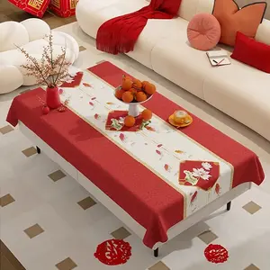 taplak meja makan motif bunga imlek table runner persegi anti air 90x150 cm