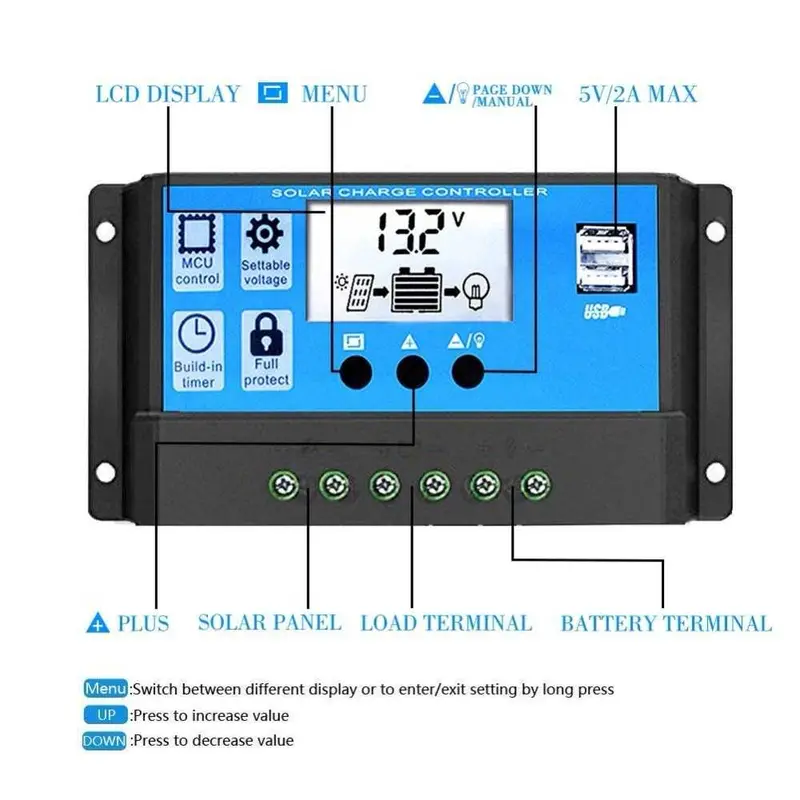 SCC PWM 30A 30 A Solar Charge Controller Automatic Recognize 12V/24V 6
