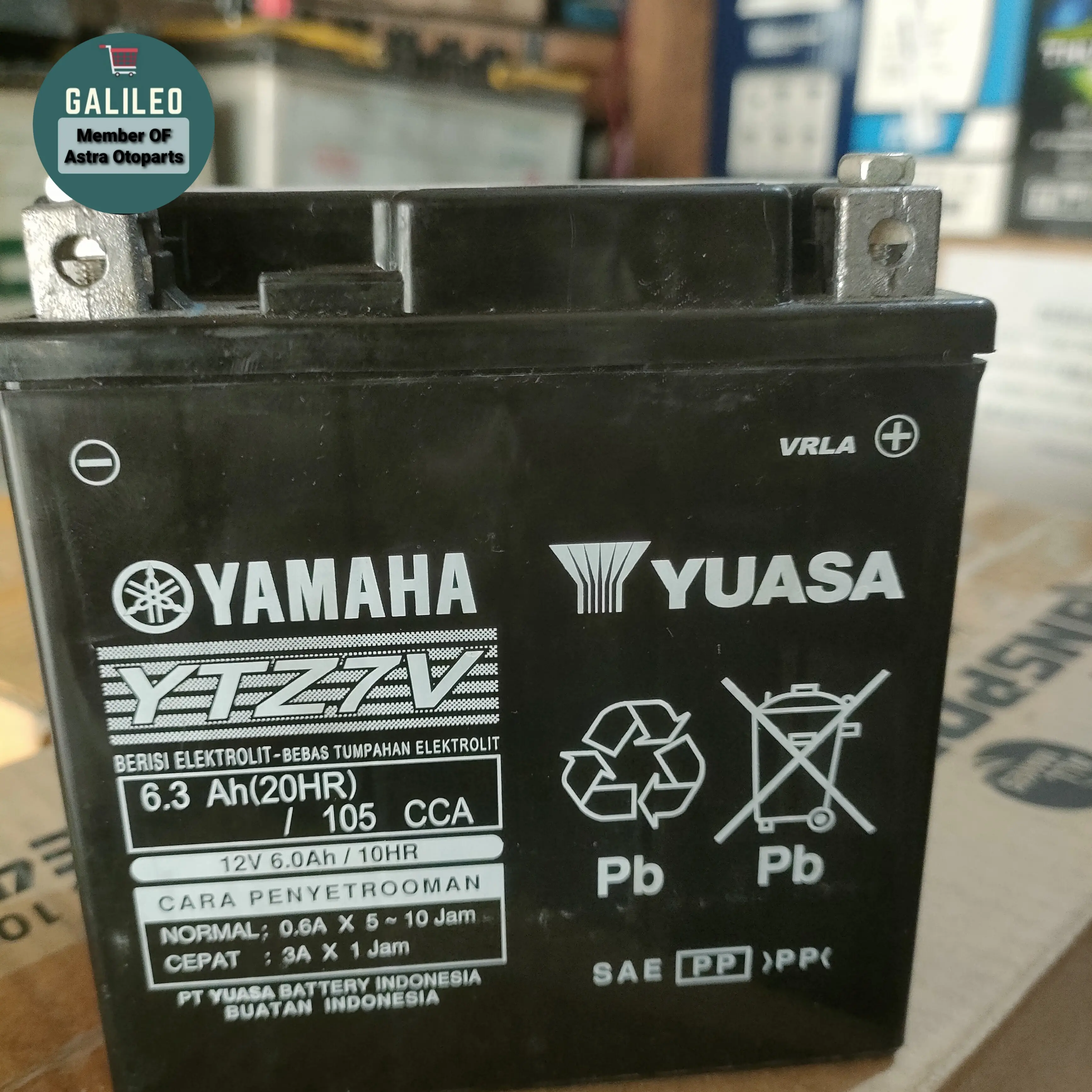 Aki kering motor Yamaha NMAX, Aerox, Lexy, Vespa Tipe GTZ7V Yuasa