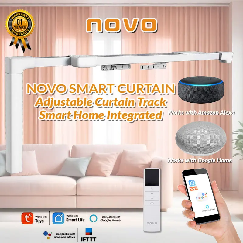 Smart Curtain Novo - Adjustable Curtain Track - Smart Home Integration