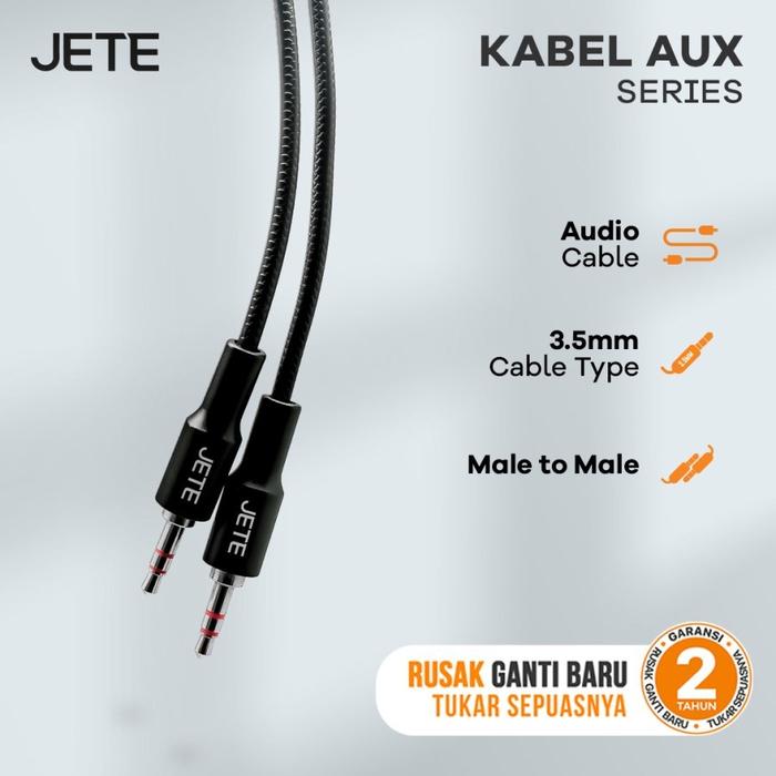 Gambar JETE Kabel AUX Audio Jack 3.5mm Male to Male - Garansi Resmi 2 Tahun - 1 meter dari Doran Gadget Official Store Kota Administrasi Jakarta Pusat Tokopedia
