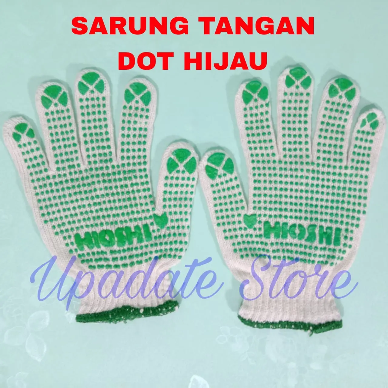 Sarung Tangan Dot Bintik-Bintik Hijau Per Pasang