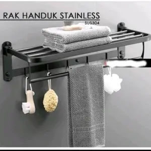 Rak gantungan handuk lipat/Rak handuk lipat hitam stainless/stainless 304
