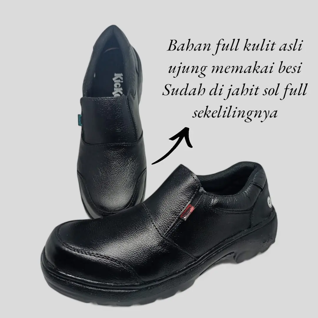 SEPATU SAFETY MARS BAHAN KULIT UJUNG BESI DI JAHIT SOL SEKELILING