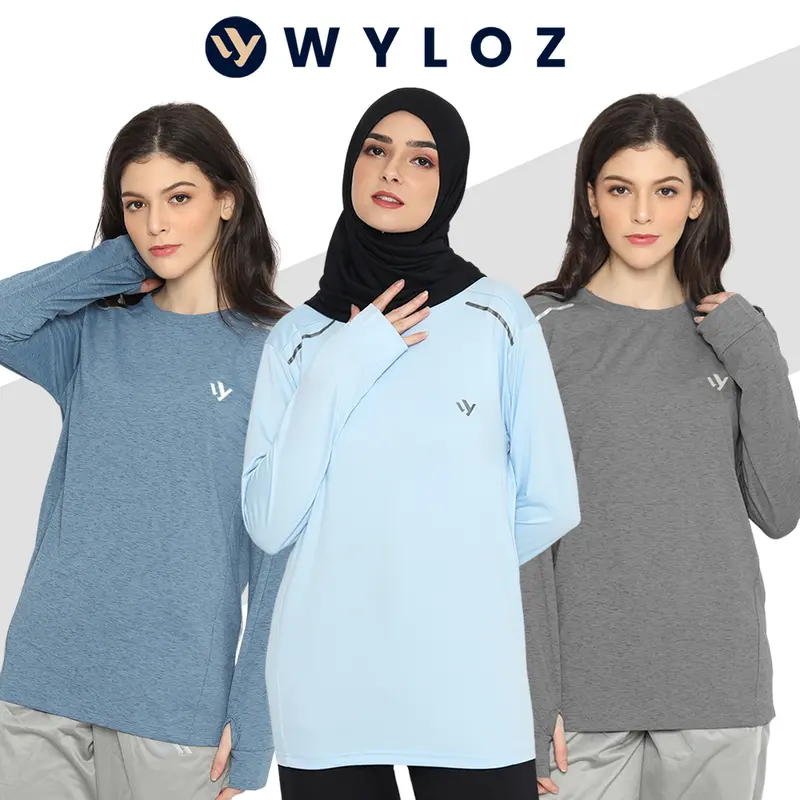WYLOZ Baju Kaos Olahraga Panjang Dry Fit Lari Sport Export Wanita Pink 4