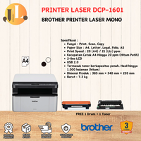 Gambar Printer Brother Laser Mono DCP-1601 All In One DCP1601 Garansi Resmi dari JuraganLabel Kota Administrasi Jakarta Pusat 2 Tokopedia