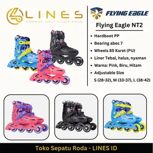 Sepatu Roda Anak Flying Eagle NT2 Inline Skate Hardboot Roda karet adjustable size Flexible