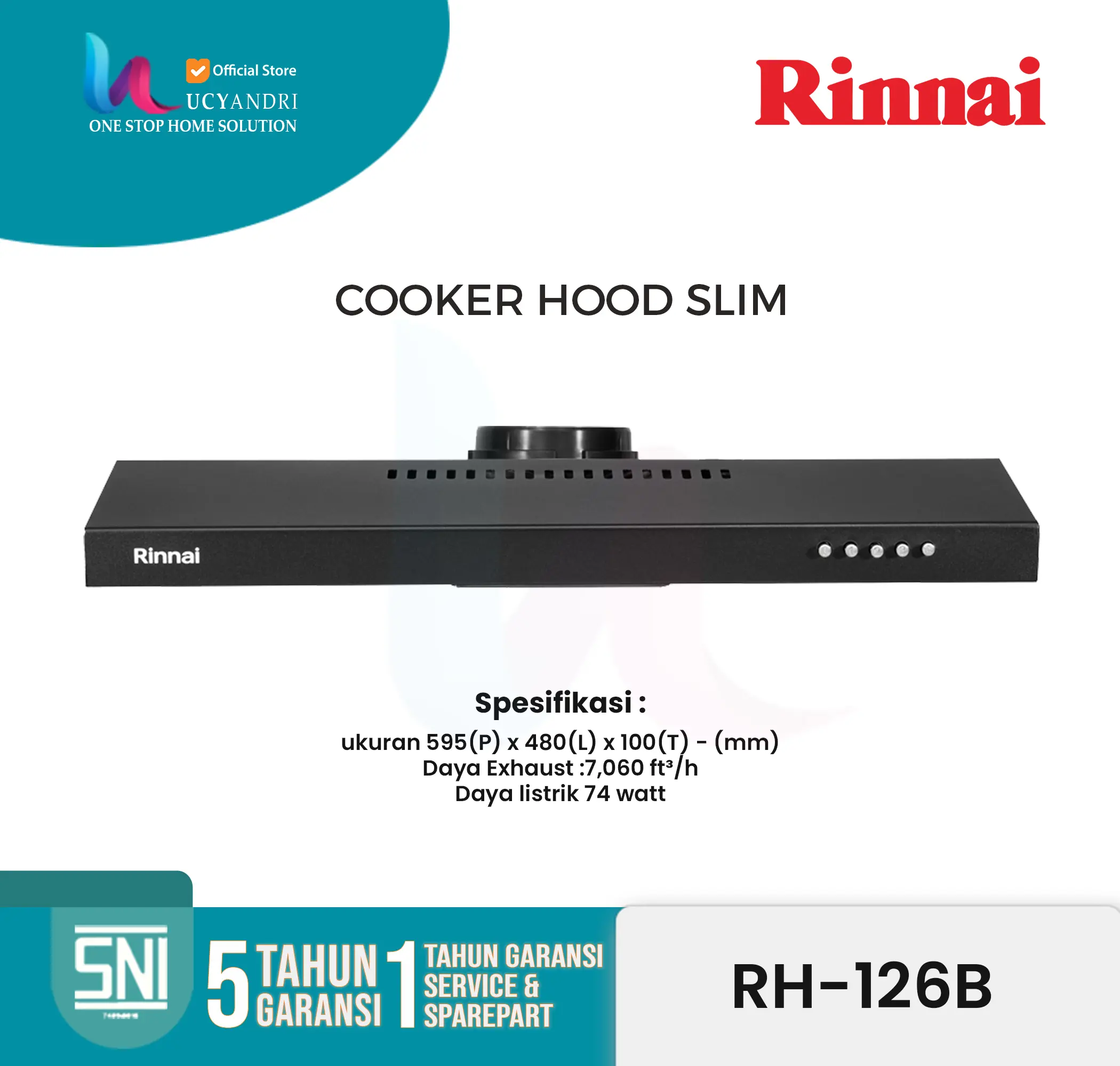 Cooker Hood RINNAI RH-126B / RH126B Penghisap Asap Kompor