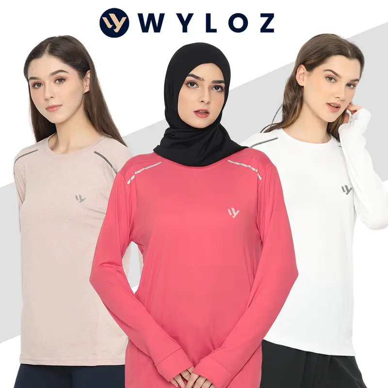 WYLOZ Baju Kaos Olahraga Panjang Dry Fit Lari Sport Export Wanita Pink 0
