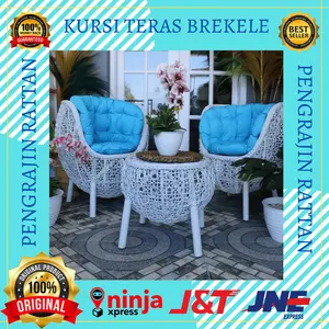 1 Set Kursi Korsi Bangku Santai Santay Santuy Teras Brekele Anyaman Rotan Sintetis Untuk Meja Kursi Teras Bulat Besar  Set Murah Ruang Tamu Rumah Taman Balkon Minimalis
