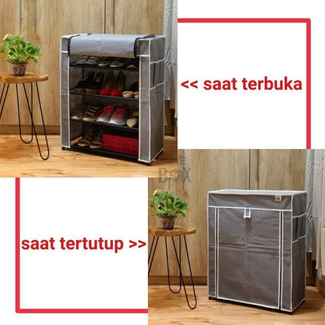 New rak sepatu 5susun/4sekat,shoe rack with dust cover 5grid - Shop ...