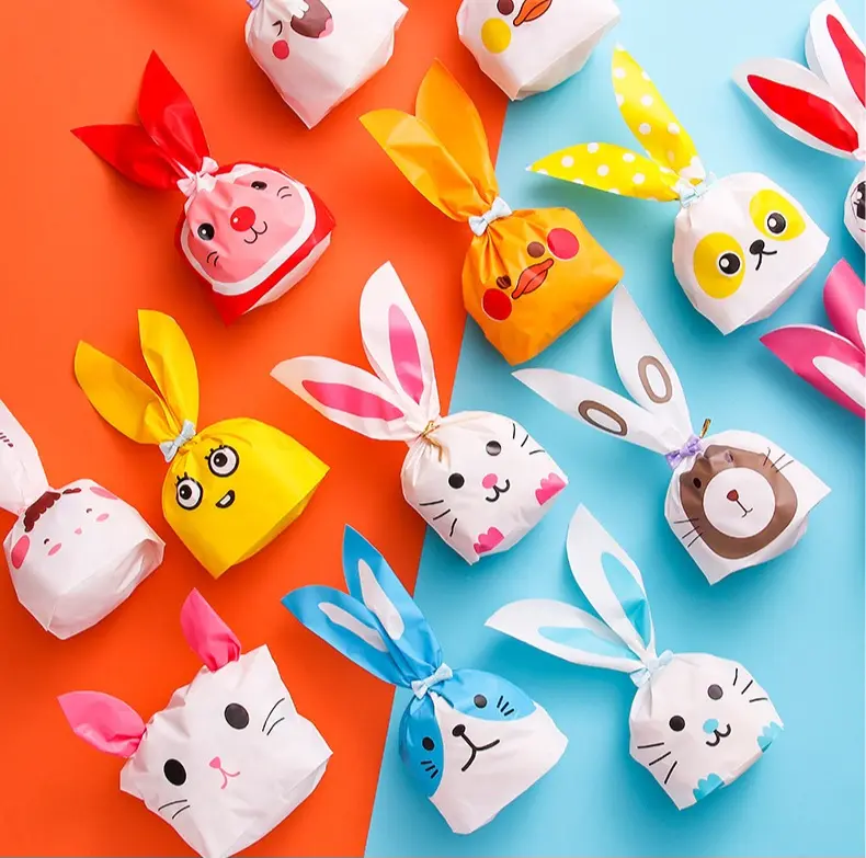 Kantong Snack/Plastik Snack/ Goodie Bag Ulang Tahun Anak Motif Kelinci Bahan Plastik Tebal Ukuran 20x33cm