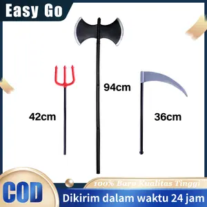 Tongkat Halloween Tongkat Devil Trisula Sabit Kapak Devil Pisau Alat Peraga Kostum Halloween