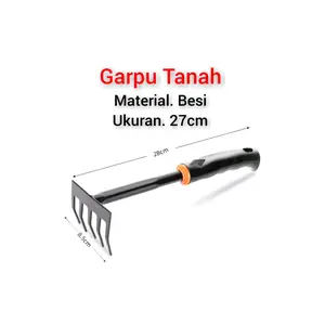 Garpu Tanah Garukan Besi Gagang Karet 2 In 1 Sekop Taman Pacul Kebun