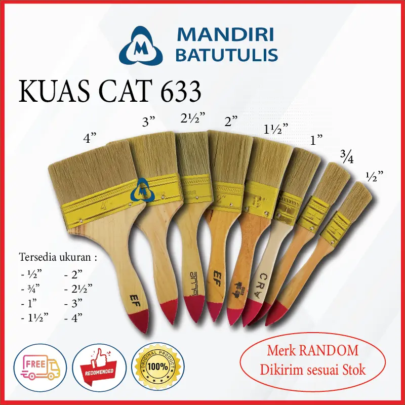 TERMURAH Koas Cat 1" 1 1/2" 2" 2 1/2" 3" 4" / Kuas Tembok / Kuas 633