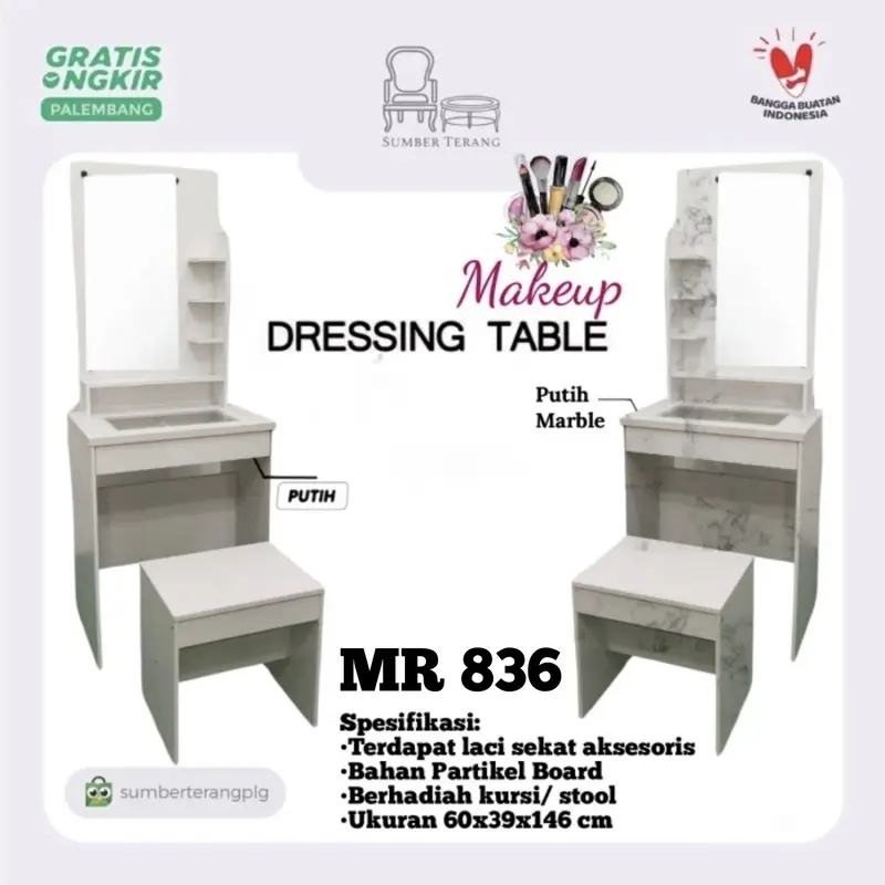 Meja Rias Jasmine Meja Rias Putih Marble Meja Rias Putih Minimalis Dressing Table MR 836 0