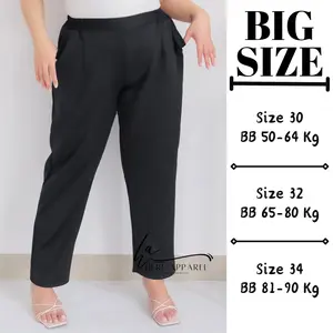 Up Cassandra Pants Celana Wanita Bahan Scuba Tebal Melar Jumbo Big Size Oversize Premium Muat BB 50 - 90 kg Panjang
