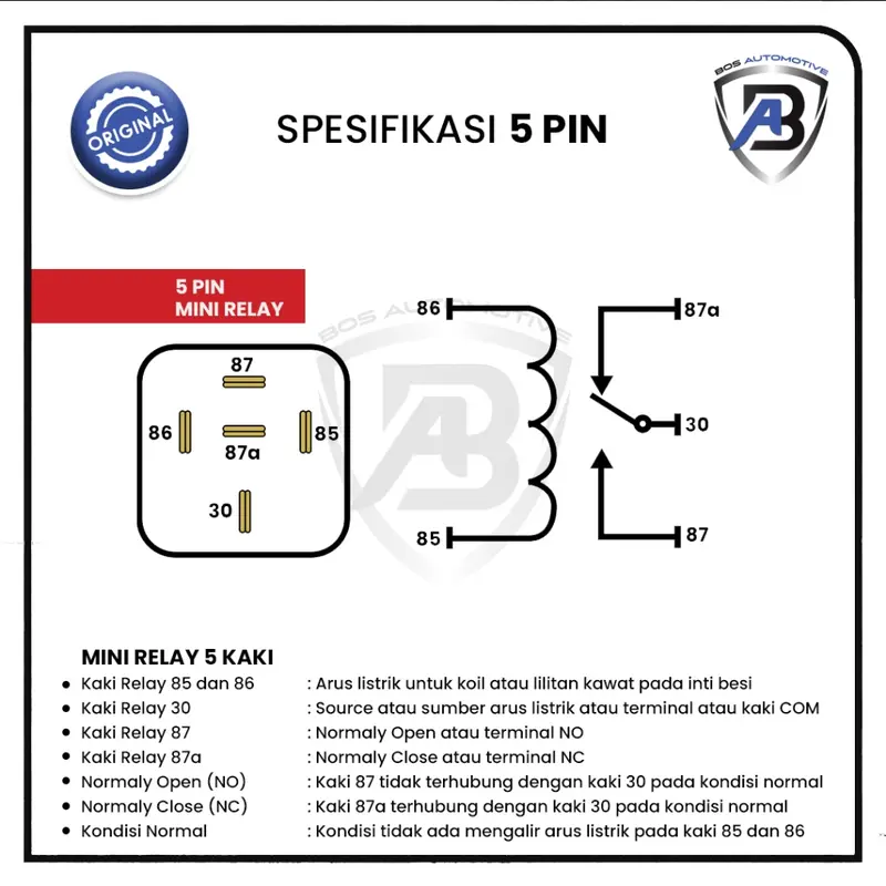 Relay BOSCH Original Kaki 4 - 4 Pin 12V 30 Ampere Mobil & Motor 2