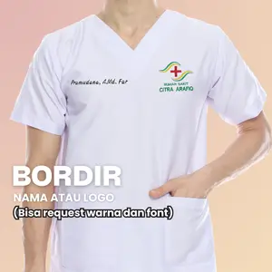 Bordir nama baju ok / baju jaga / baju oka / baju scrub / baju dokter