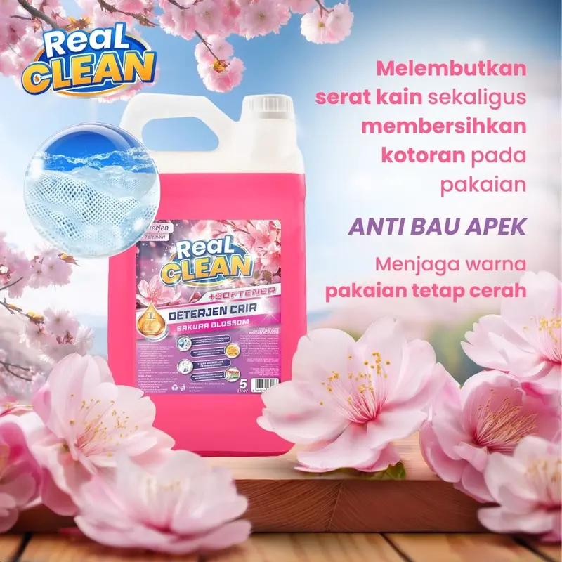 Real Clean Deterjen Cair Antibacterial 5 L - Detergen Laundry Jerigen 2