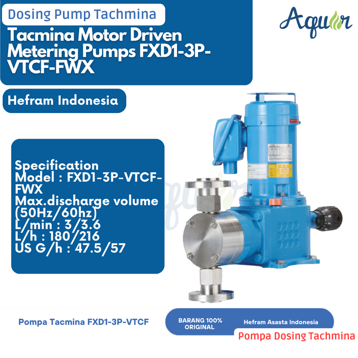 Gambar Pompa Diaphragm Tachmina Motor Driven Metering Pumps FXD1-2 VTCF-HWX dari Heframid Kab. Bogor Tokopedia