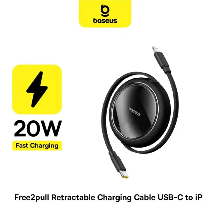 KABEL USB TYPE-C TO LIGHTNING IPHONE BASEUS FREE2PULL 20W 1M FAST CHARGING EAST RETRACTABLE DATA CABLE QUICK CHARGE
