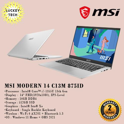 Jual MSI Modern 14 C13M 875ID INTEL I7-1355U 16GB 512GB SSD W11 +