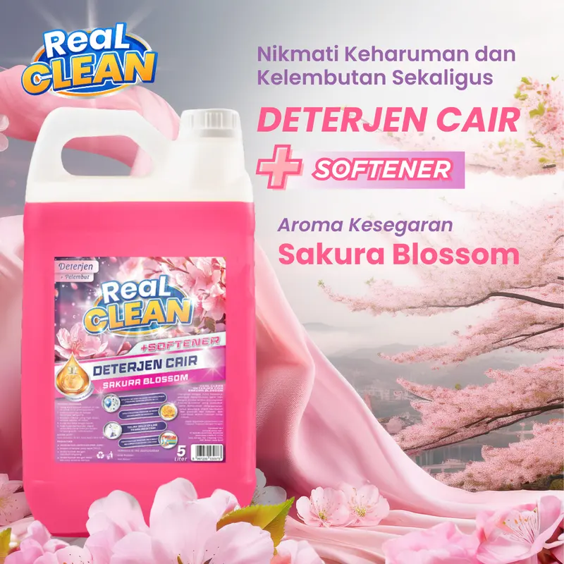 Real Clean Deterjen Cair Antibacterial 5 L - Detergen Laundry Jerigen 1