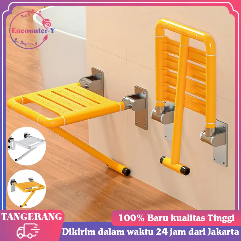 Kursi Lipat Dinding Kamar Mandi Anti Selip Shower Chair Luminous Kursi Kamar Mandi Lansia Stainless Kursi Dinding