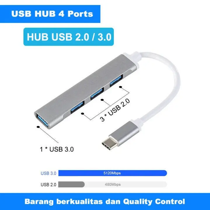 Converter Hub USB 3.0 Type-C Adapter 4 in 1 OTG Slim 4 Port Type C To USB 2.0 / 3.0 For PC / Macbook / Phone