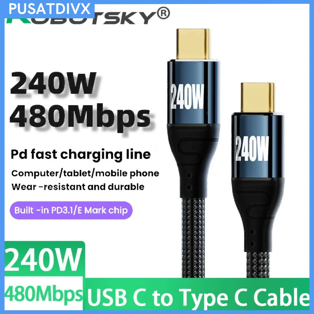 SANJI ROBOTSKY KABEL CHARGER USB TYPE C SUPER FAST CHARGING PD 3.1 240W 1.5M 1.5 METER RB 240 BLACK HITAM TIPE C HP ANDROID