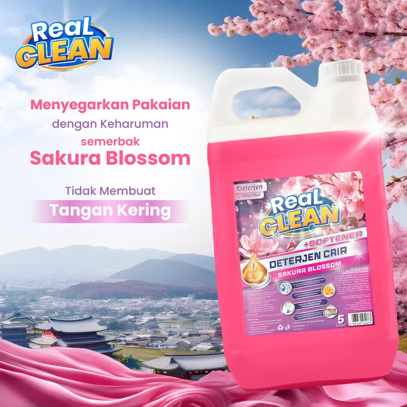 Real Clean Deterjen Cair Antibacterial 5 L - Detergen Laundry Jerigen 3