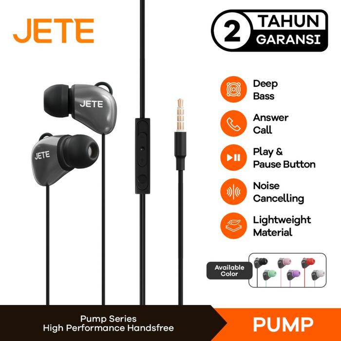 Gambar JETE Headset Pump Super bass Handsfree Stereo dari Doran Gadget Authorized Shop Kota Administrasi Jakarta Pusat Tokopedia