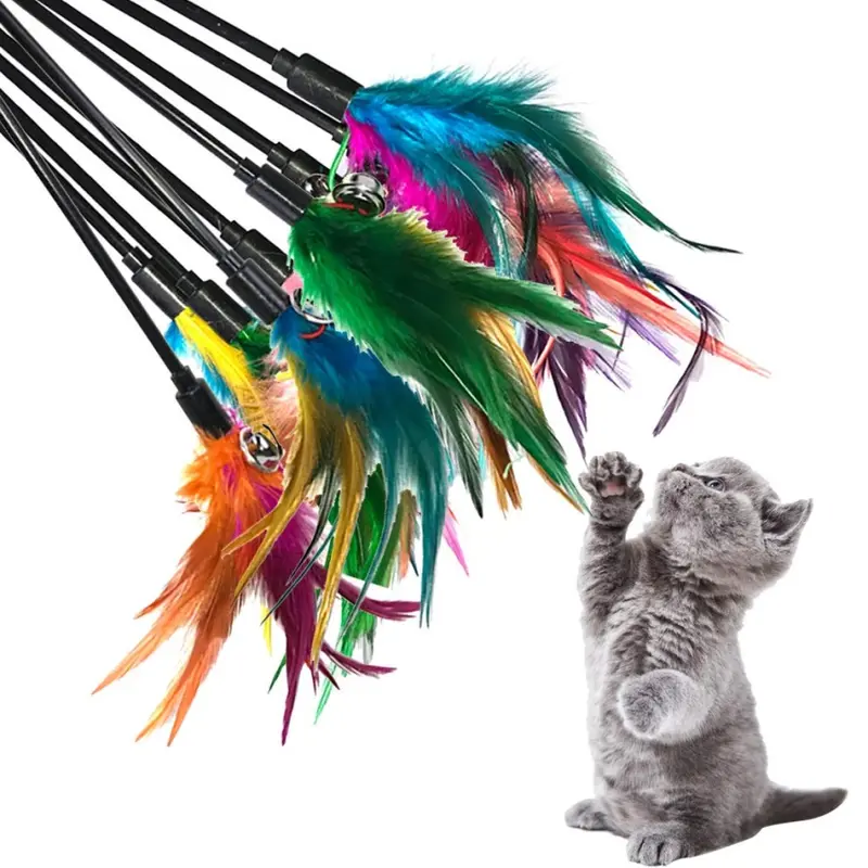 DD - Mainan Kucing Tongkat Bulu Dengan Bel Kerincing Lucu - Funny Cat Stick Interactive Toy 0